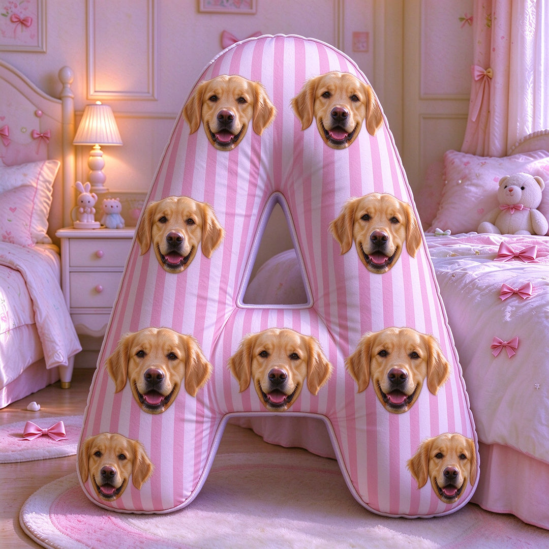 Custom Pet Portrait & Initial Throw Pillow