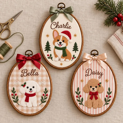 Custom Cartoon Pet Christmas Hoop Ornament