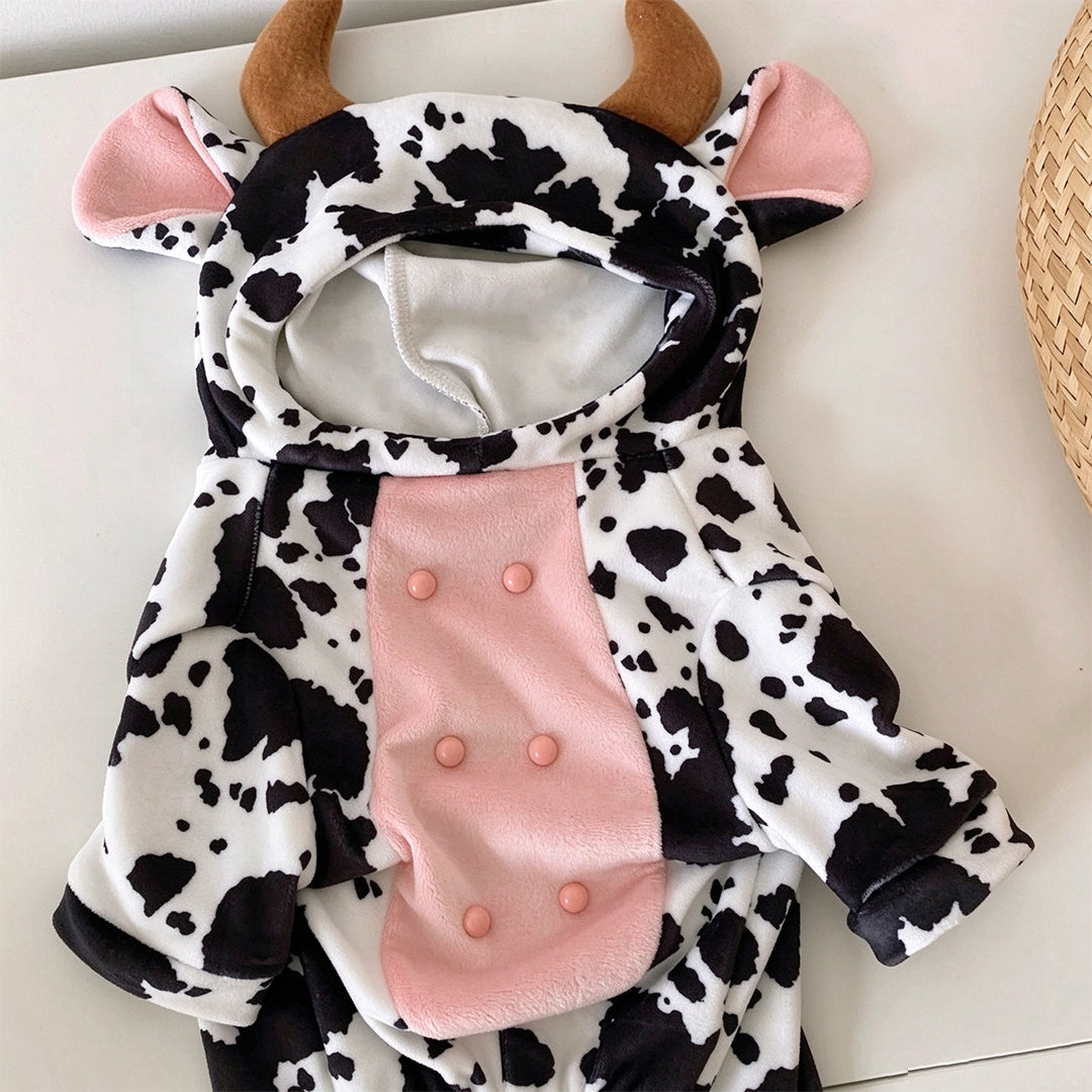 Cow-Print Flannel Pet Onesie Costume