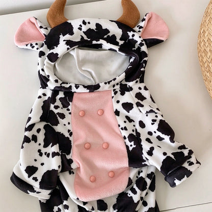 Cow-Print Flannel Pet Onesie Costume