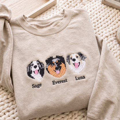 Custom Minimalist Pet Face Embroidered Sweatshirt