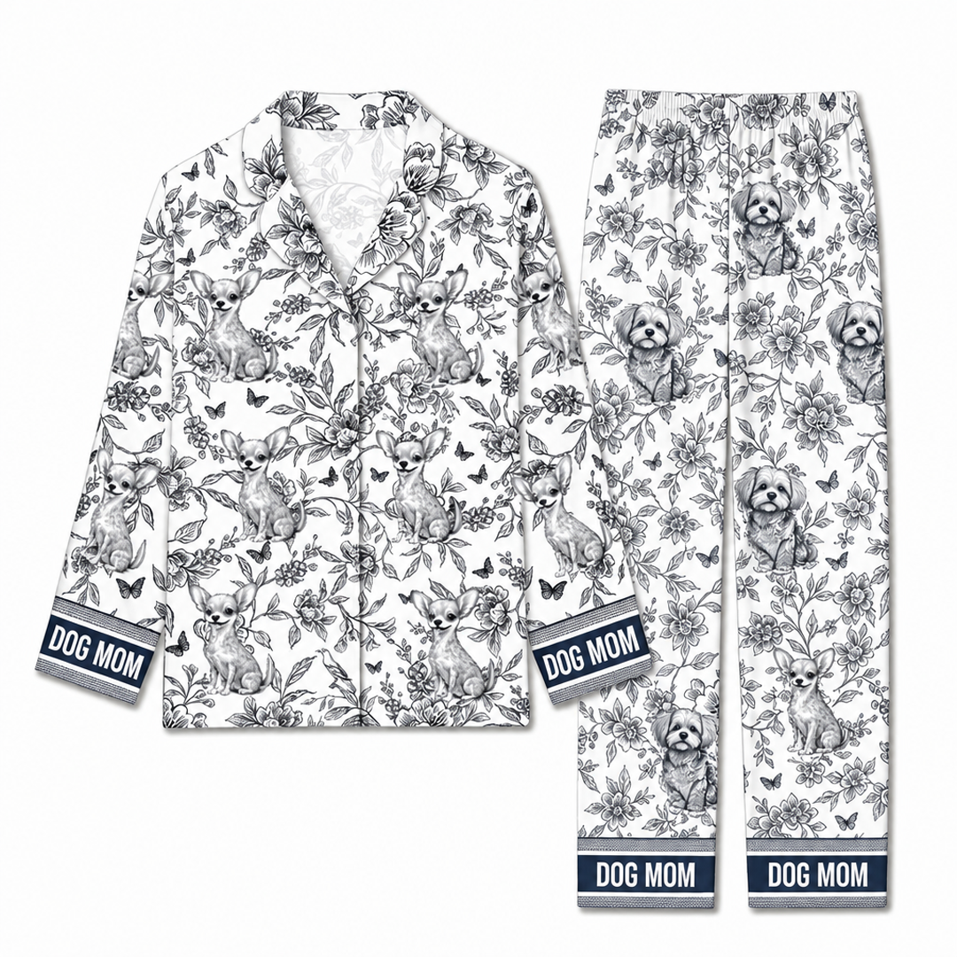 Personalized Dog Mom Toile Pajama Set