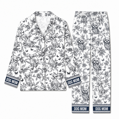 Personalized Dog Mom Toile Pajama Set