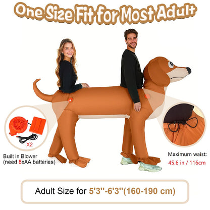 Halloween Inflatable Double‑Rider Dachshund Costume for Adult