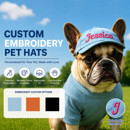 Personalized Custom Name Embroidered Outdoor Baseball Cap For Pet