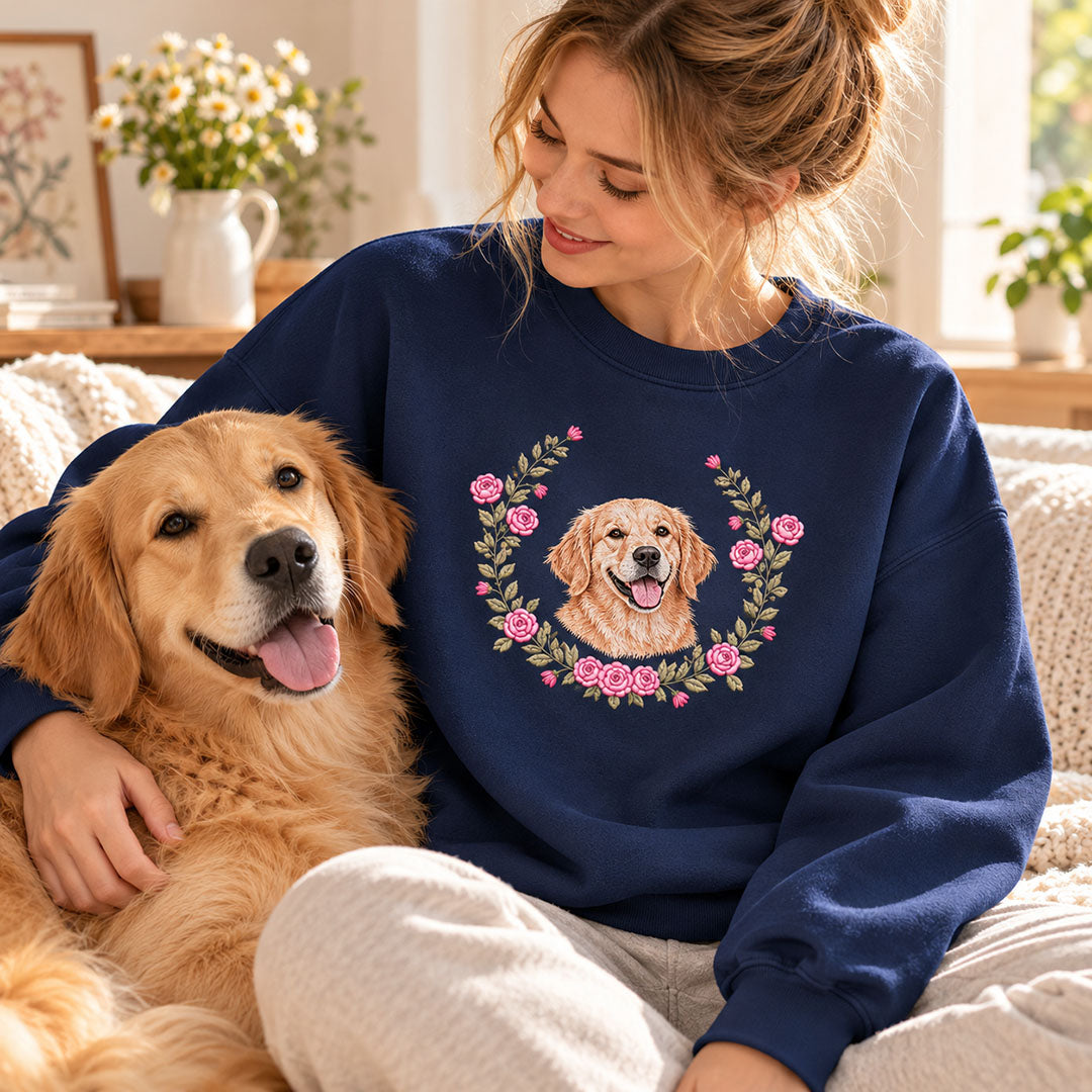 Custom Pet Portrait Embroidered Sweatshirt