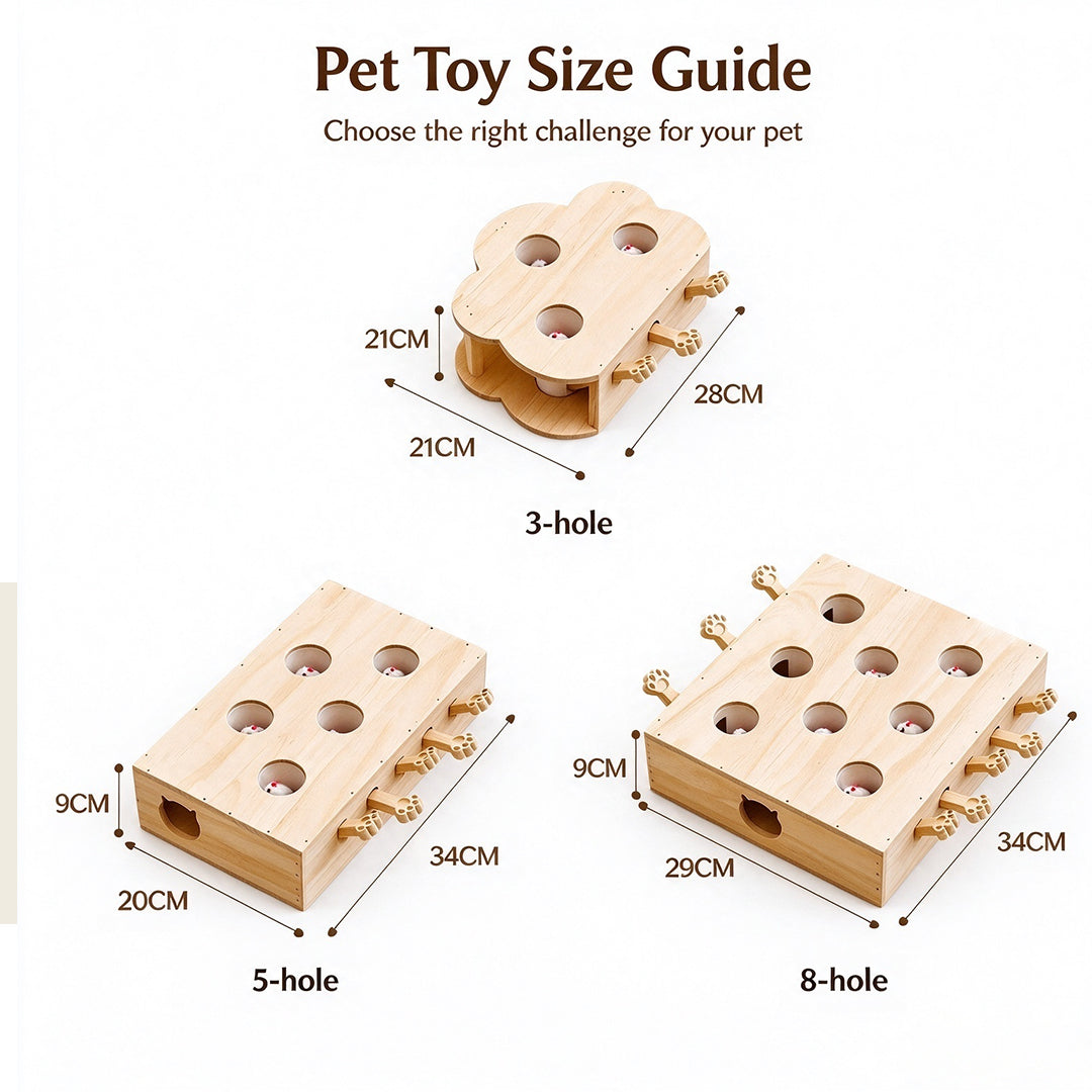 Wooden Whack-a-Mole Pet Toy