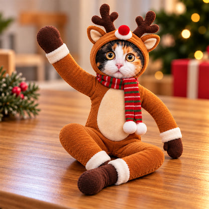 Personalized Christmas Costume Poseable Plush Doll with Funny Pet Photos