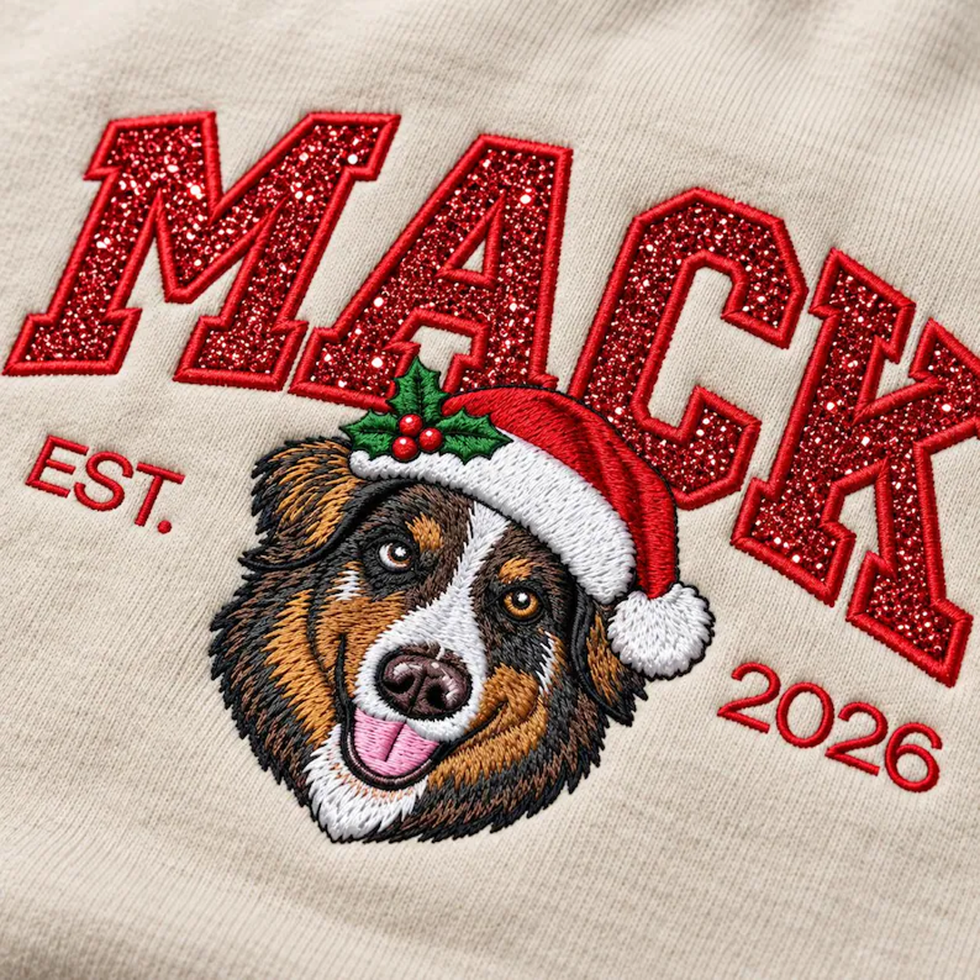 Custom Tinsel Name Pet Portrait Christmas Sweatshirt