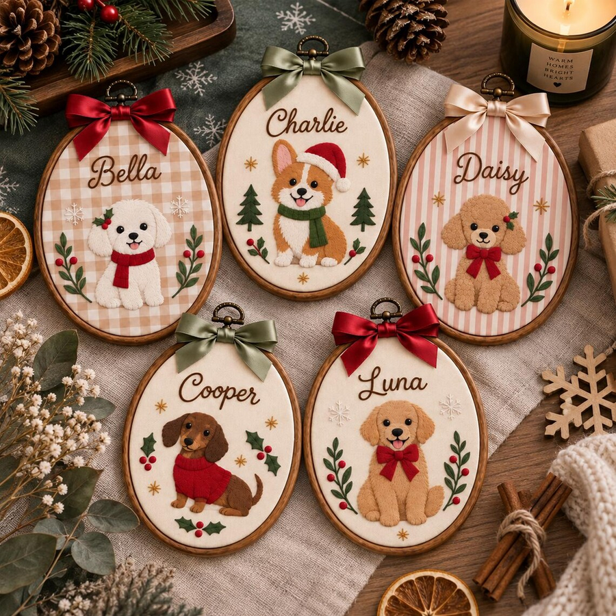 Custom Cartoon Pet Christmas Hoop Ornament