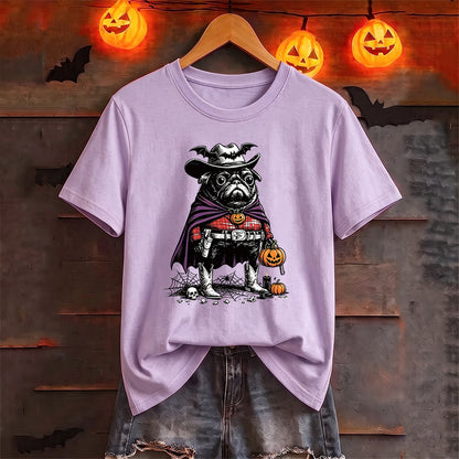 Puptailor Personalized Halloween Cowboy Pug Graphic T‑Shirt