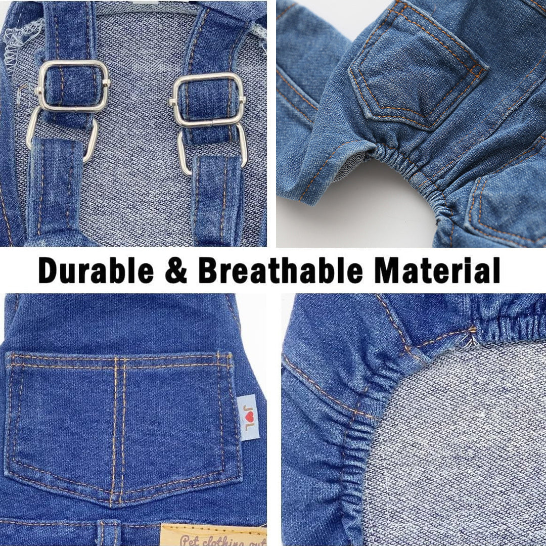 Personalized Embroidered Name Dog Denim Overalls