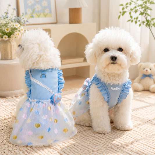 Personalized Polka-Dot Tulle Dog Dress