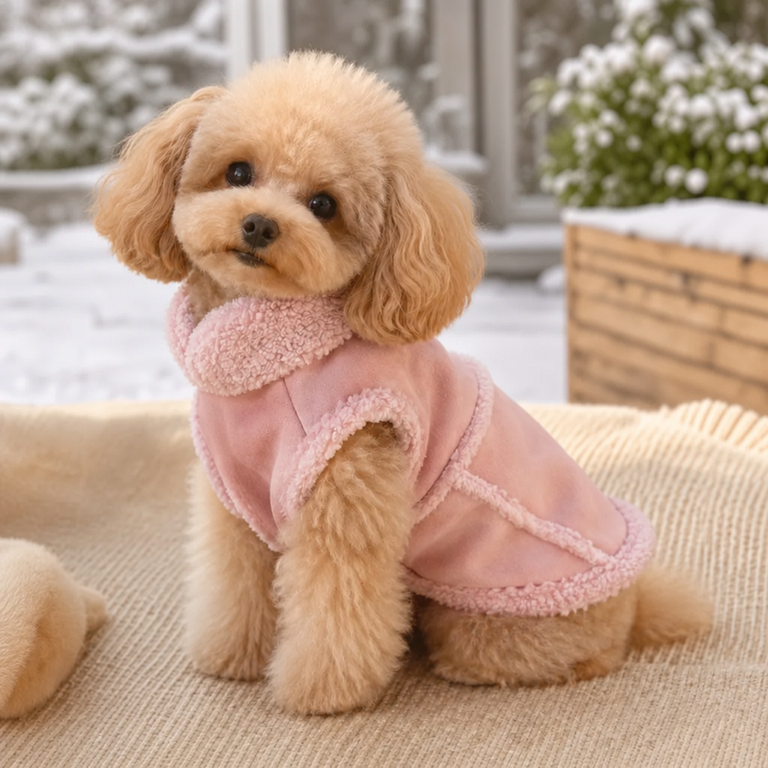 Personalized Sherpa Trim Suede Pet Vest with Leash Hole