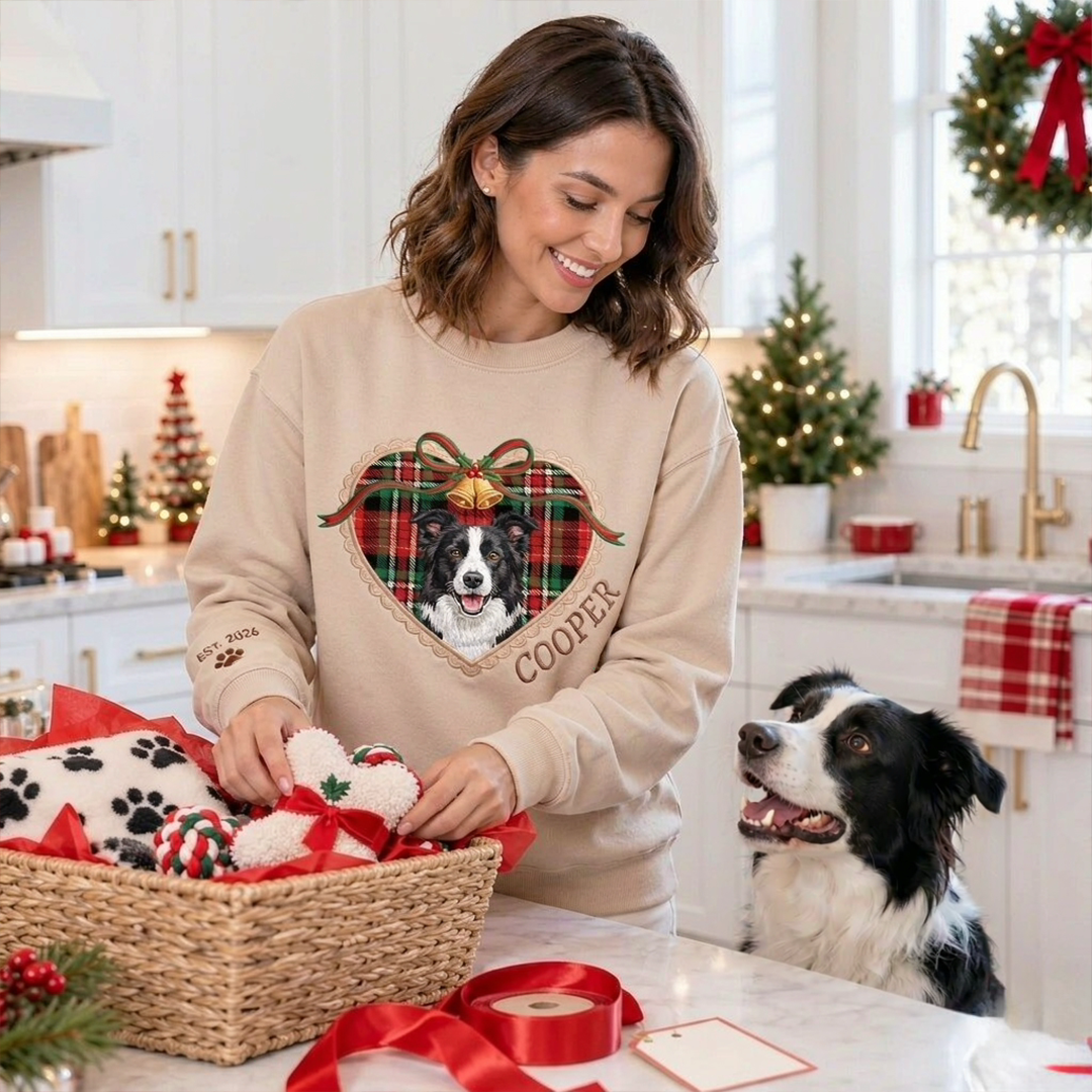 Custom Locket Heart Pet Portrait Christmas Sweatshirt