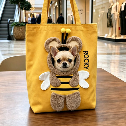 Personalized Embroidered Name Cute Cartoon Pet Tote Bag