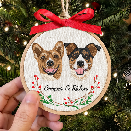 Custom Two-Pet Realistic Portrait Ornament