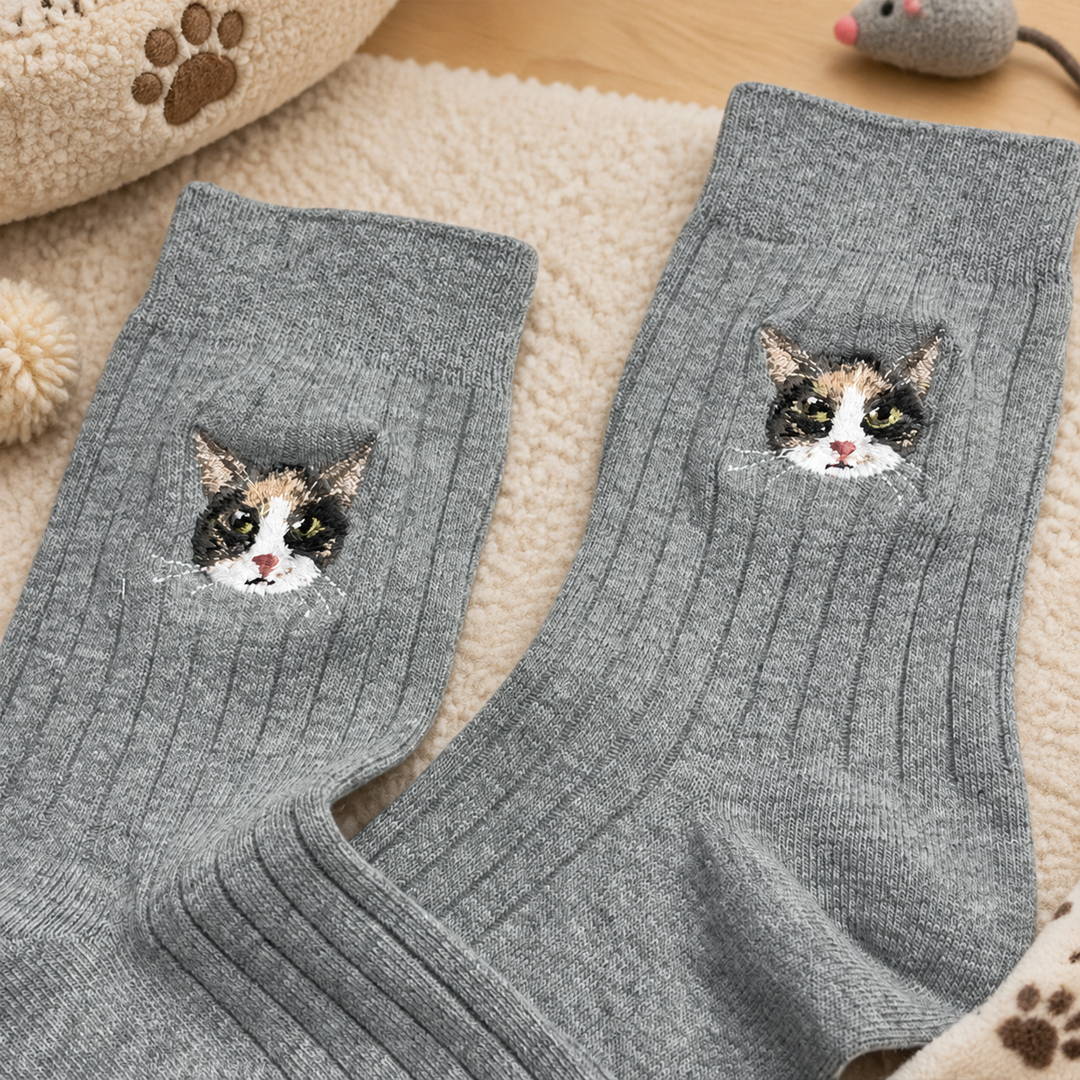 Custom Realistic Pet Portrait Socks with Name