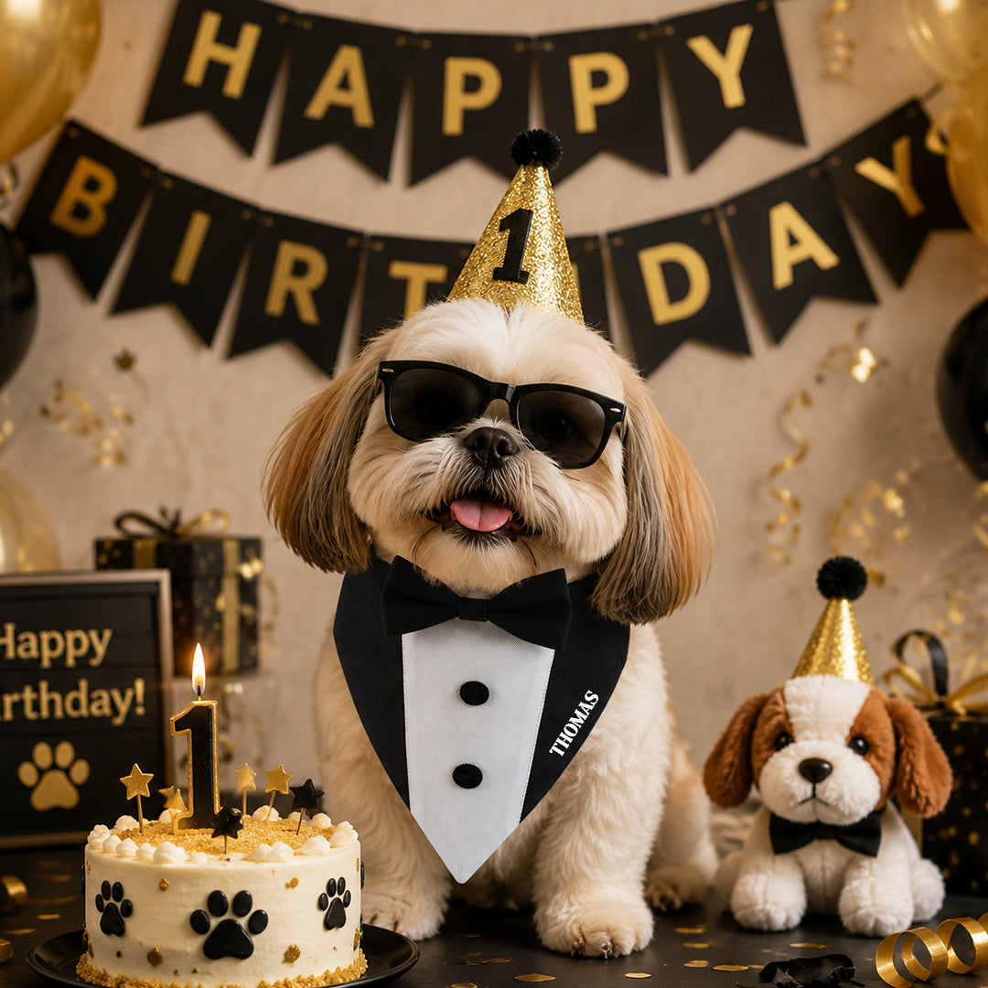 Personalized Embroidered Name Tuxedo-Style Dog Bandana