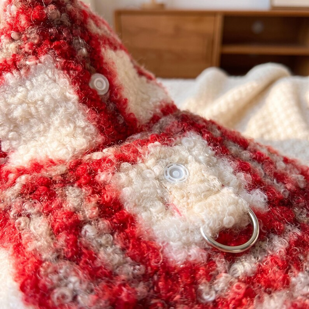 Personalized Plaid Christmas Pet Cape with Pompom