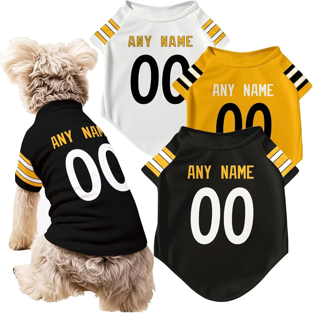 Puptailor Personalized Pittsburgh Dog T-Shirt Jersey with Name and Number Gifts