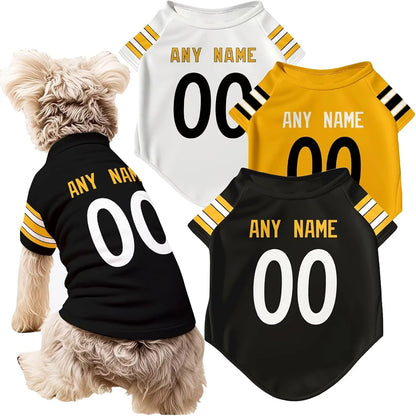 Puptailor Personalized Pittsburgh Dog T-Shirt Jersey with Name and Number Gifts