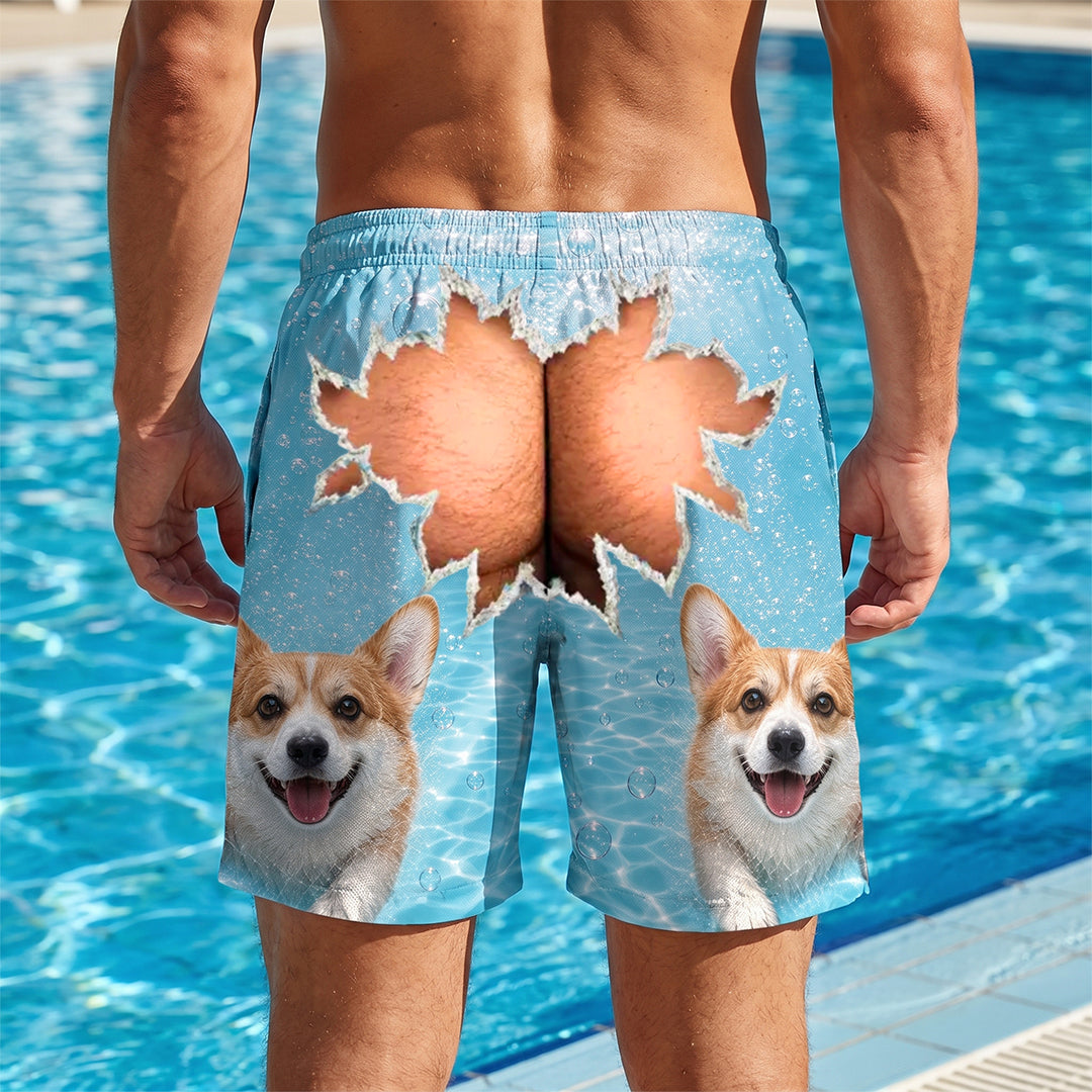 Personalized Men's Custom Dog-Face Swim Trunks