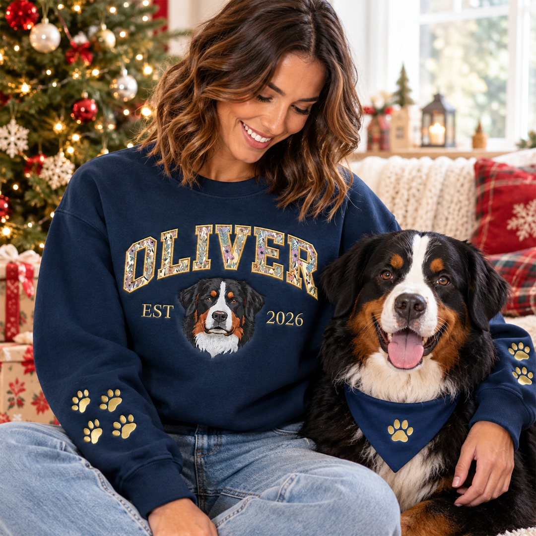 Custom Floral Letter Pet Portrait Sweatshirt