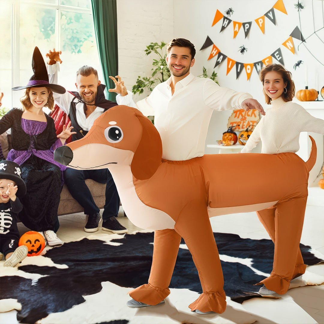 Halloween Inflatable Double‑Rider Dachshund Costume for Adult
