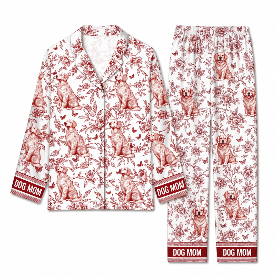 Personalized Dog Mom Toile Pajama Set