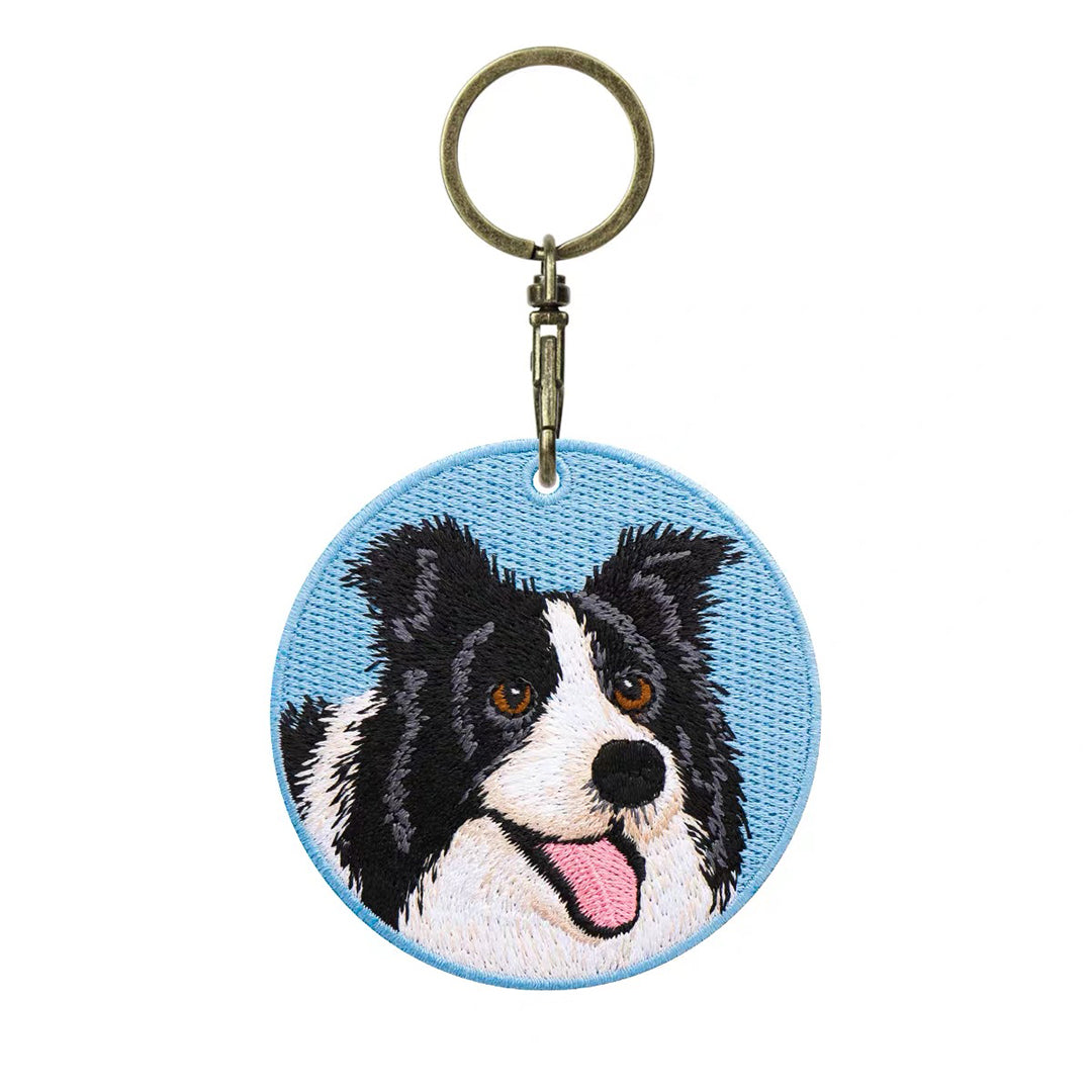 Personalized Custom Embroidered Pet Portrait Keychain