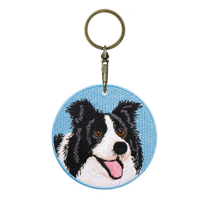 Personalized Custom Embroidered Pet Portrait Keychain