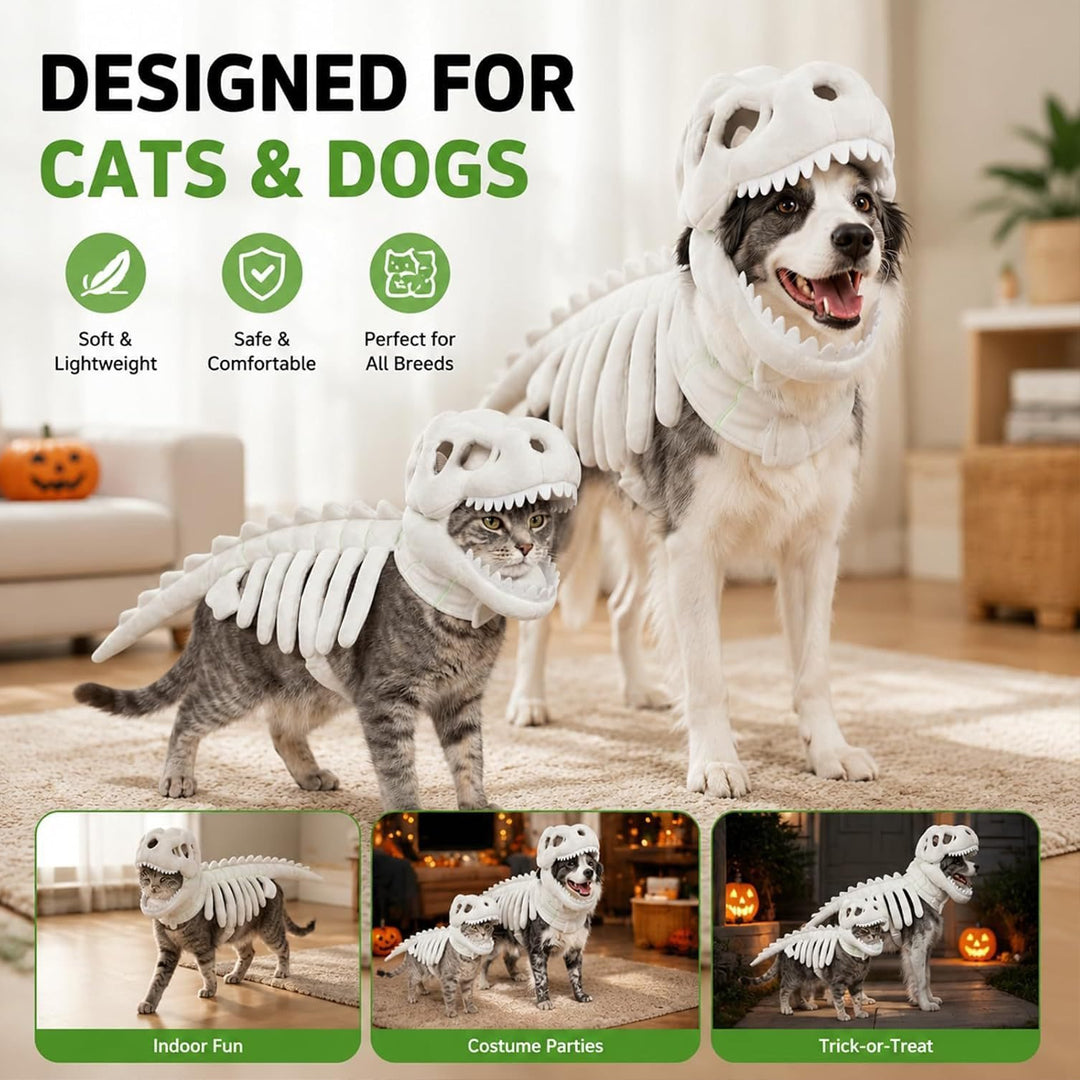 Puptailor Glow-in-the-Dark Dinosaur Skeleton Pet Halloween Costume