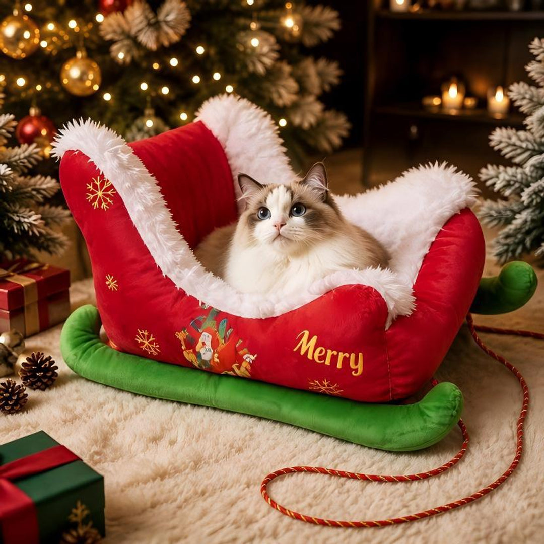 Red Sleigh Pet Bed with Sherpa Lining