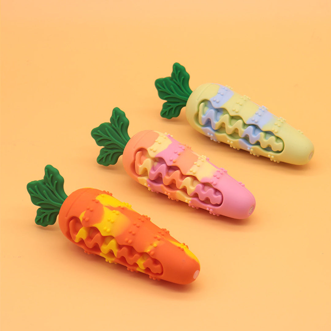 Silicone Carrot Dog Toy for Chewing, Teething, and Self-Amusement