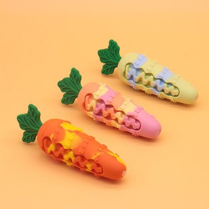 Silicone Carrot Dog Toy for Chewing, Teething, and Self-Amusement