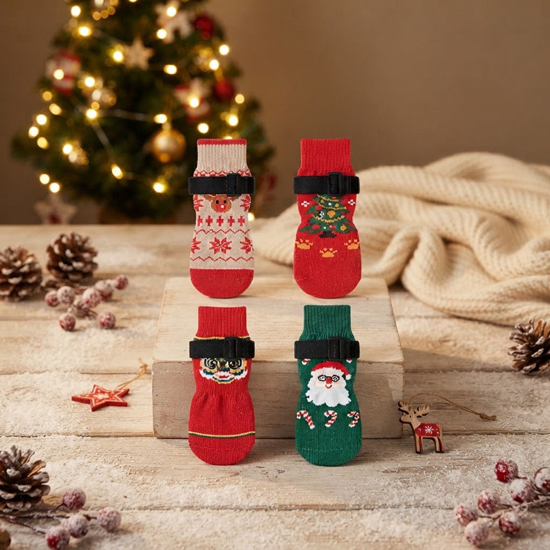 Christmas Dog Socks with Straps