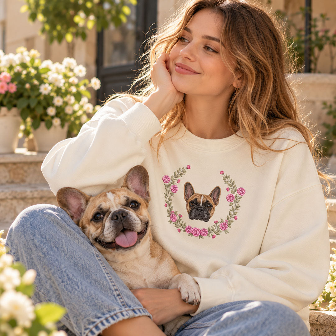 Custom Pet Portrait Embroidered Sweatshirt