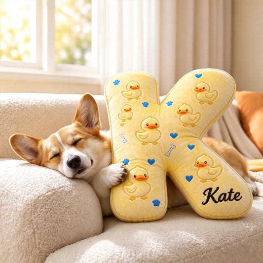 Personalized Duck Print Letter Plush Toy for Pets