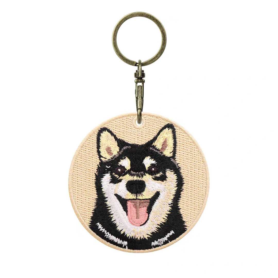Personalized Custom Embroidered Pet Portrait Keychain