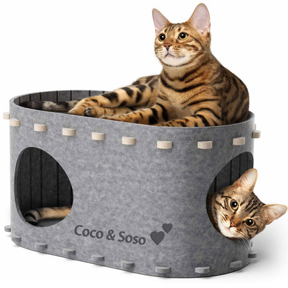 Personalized Felt Cat Cave Bed