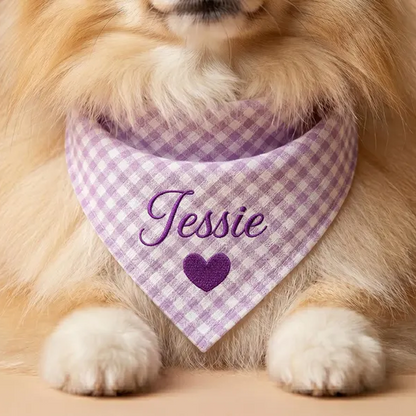 Personalized Embroidered Gingham Pet Bandana