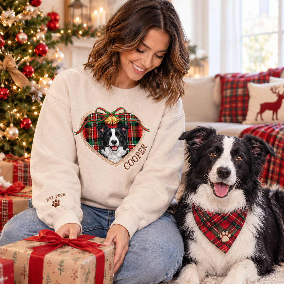 Custom Locket Heart Pet Portrait Christmas Sweatshirt