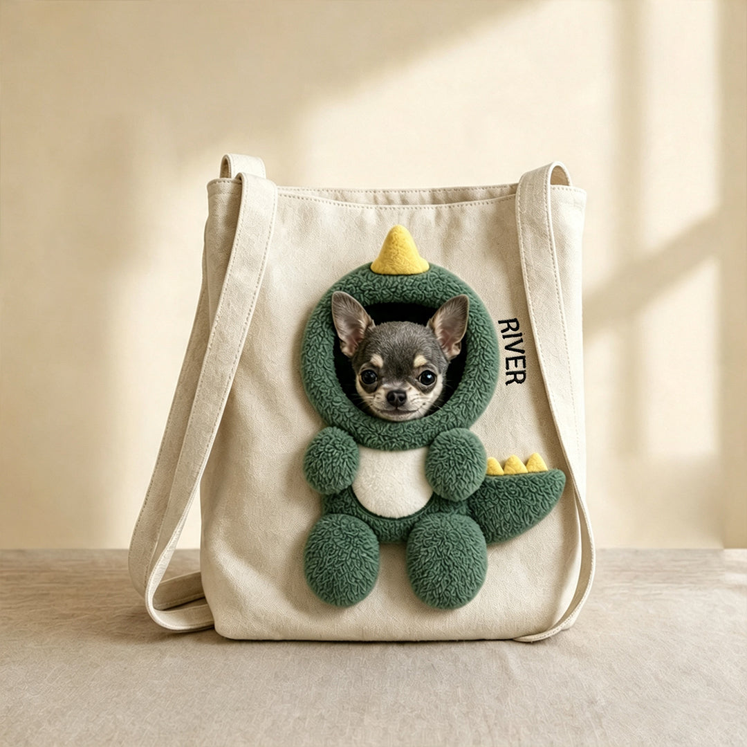 Personalized Embroidered Name Cute Cartoon Pet Tote Bag