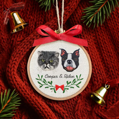 Custom Two-Pet Realistic Portrait Ornament