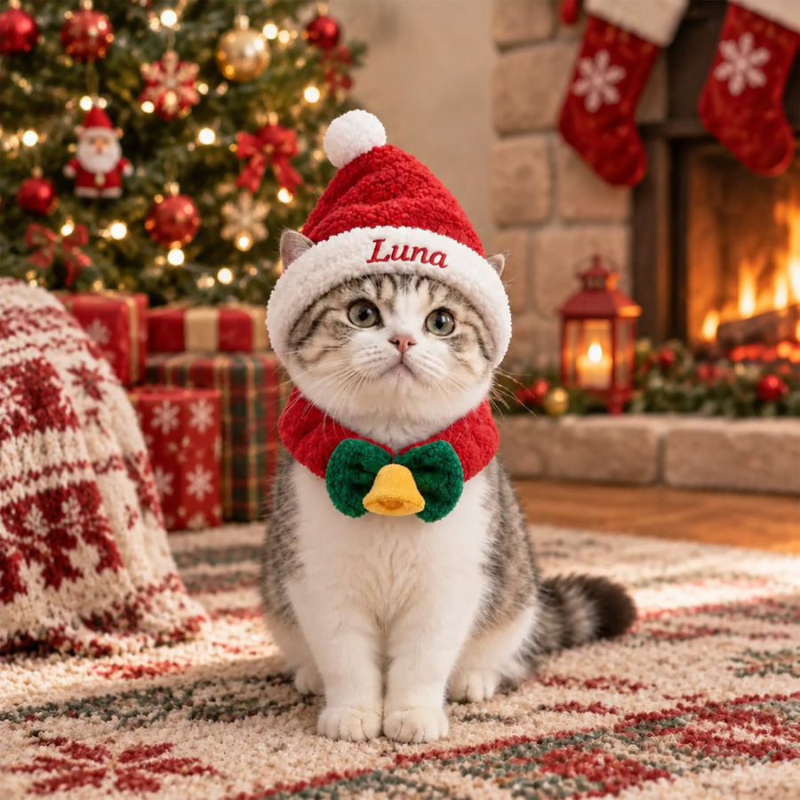 Personalized Christmas Pet Collars & Hats