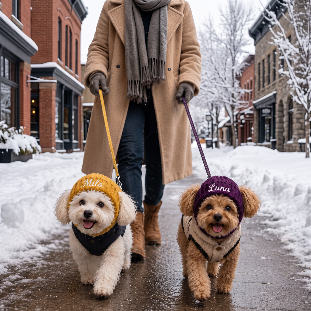 Personalized Embroidered Dog Beanie with Ear Holes