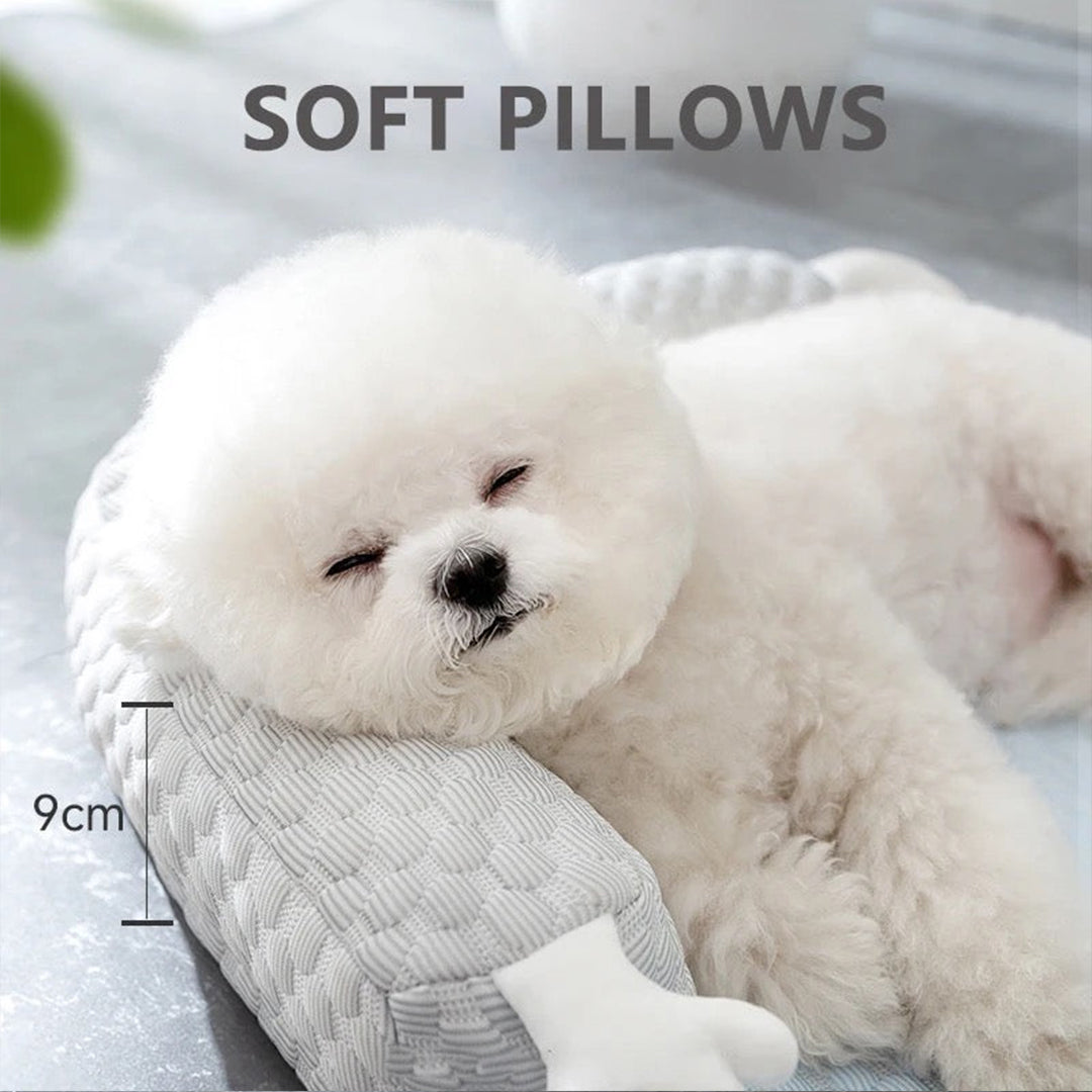 Personalized Summer Cooling Pet Bed with Neck Support Pillow