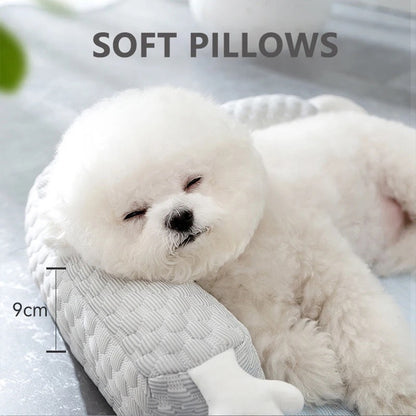 Personalized Summer Cooling Pet Bed with Neck Support Pillow