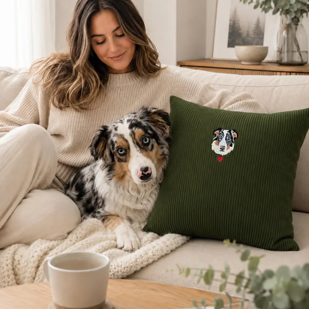 Custom Embroidered Pet Portrait Pillow